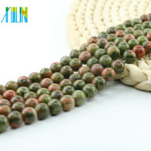 L-0109 moda fábrica precio Unakite gema natural granos lisos para el diseño de la joyería